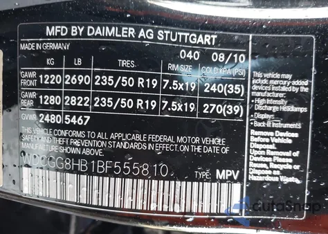 2011 Mercedes-Benz Glk 350 4Matic из США, поврежденный, VIN WDCGG8HB1BF555810